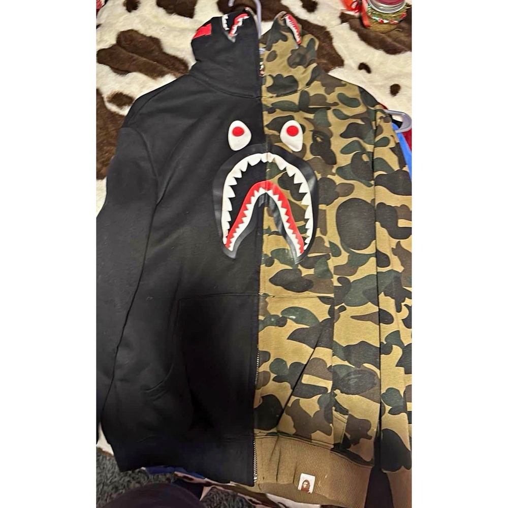 Bape Black & Camo Shark Zip Hoodie
